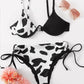 Ladies One Piece Underwire Cow Print Swimsuit