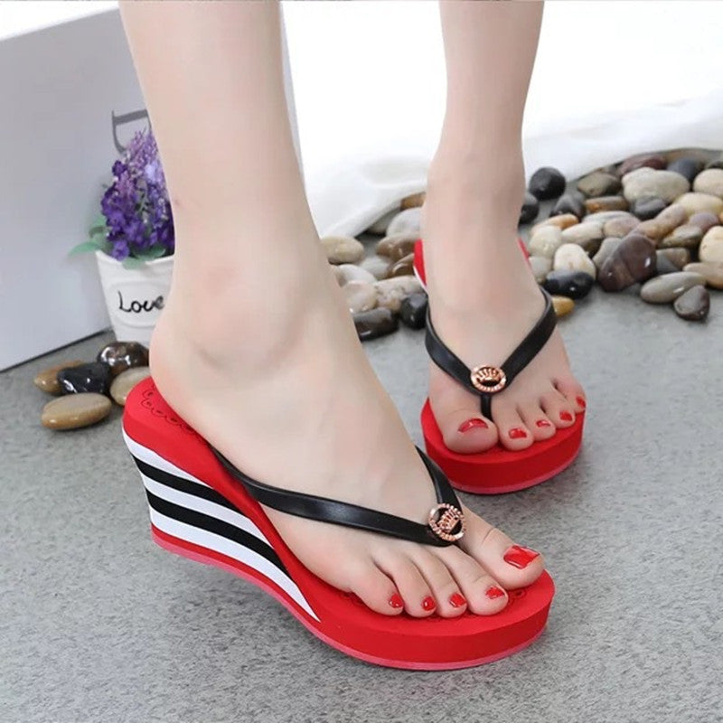 Women's High Heel Slippers Wedge Platform Fashion