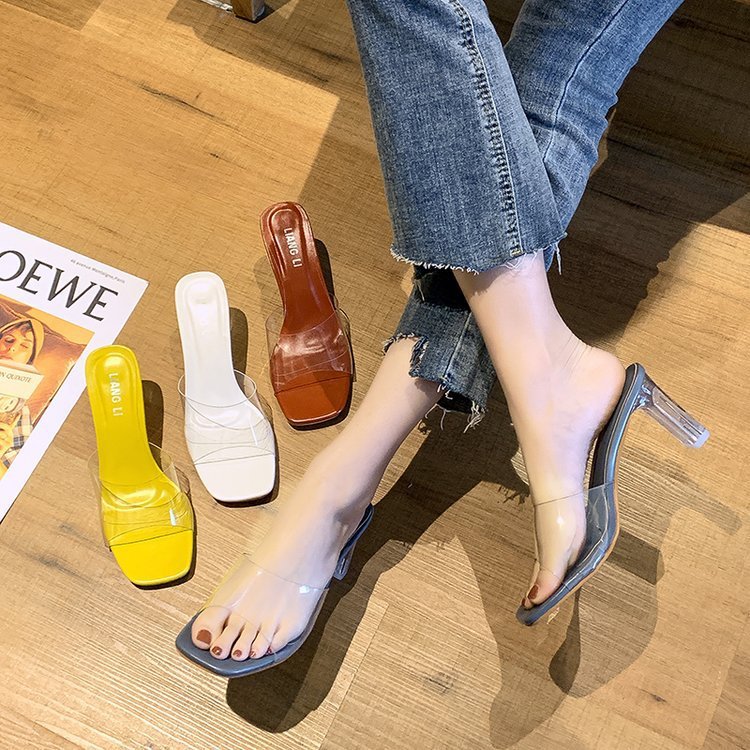 Fisch Mund Transparent Sandalen Und Hausschuhe frauen Dicken absätzen