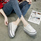 Pantofole da donna con punta tonda e lacci, scarpe con plateau