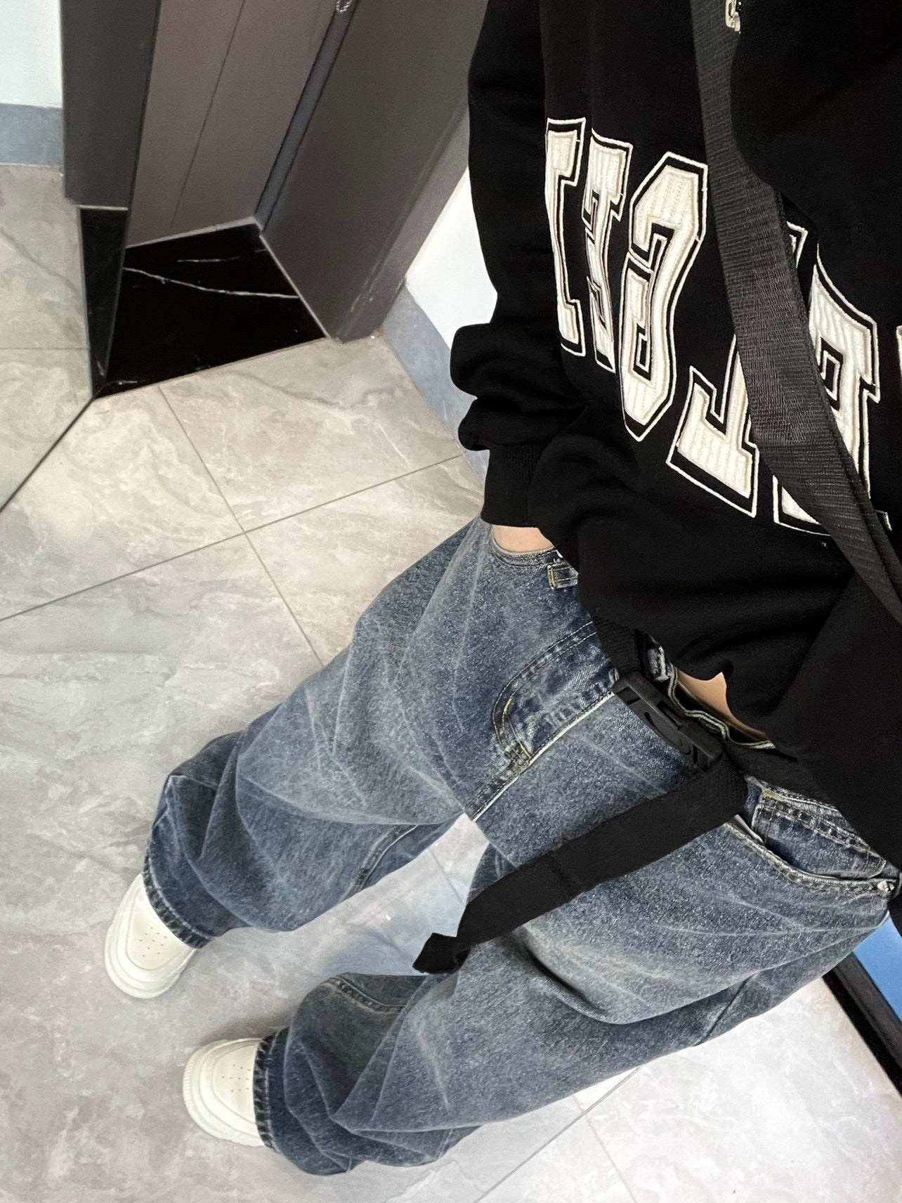 Lockere Vintage-Jeans mit weitem Bein für Damen