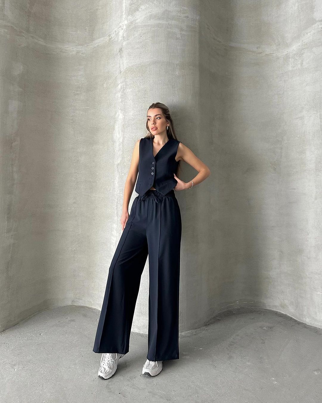 Moda Casual Estate Donna Senza Maniche Gilet Lacci Pantaloni Due Pezzi Set