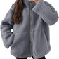 Fashion Solid Fleece Jacket Fall Spring Long Sleeve Women's Clothing