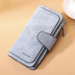 Women's Long Wallet Trifold Matte Leather Clutch