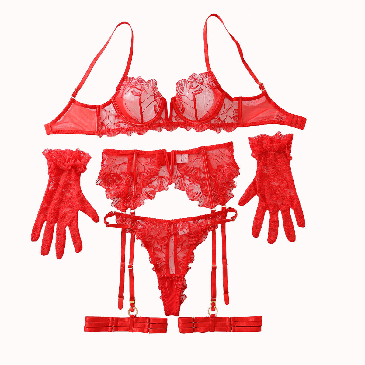 Set reggiseno intimo donna e giarrettiera intimo set cinque pezzi