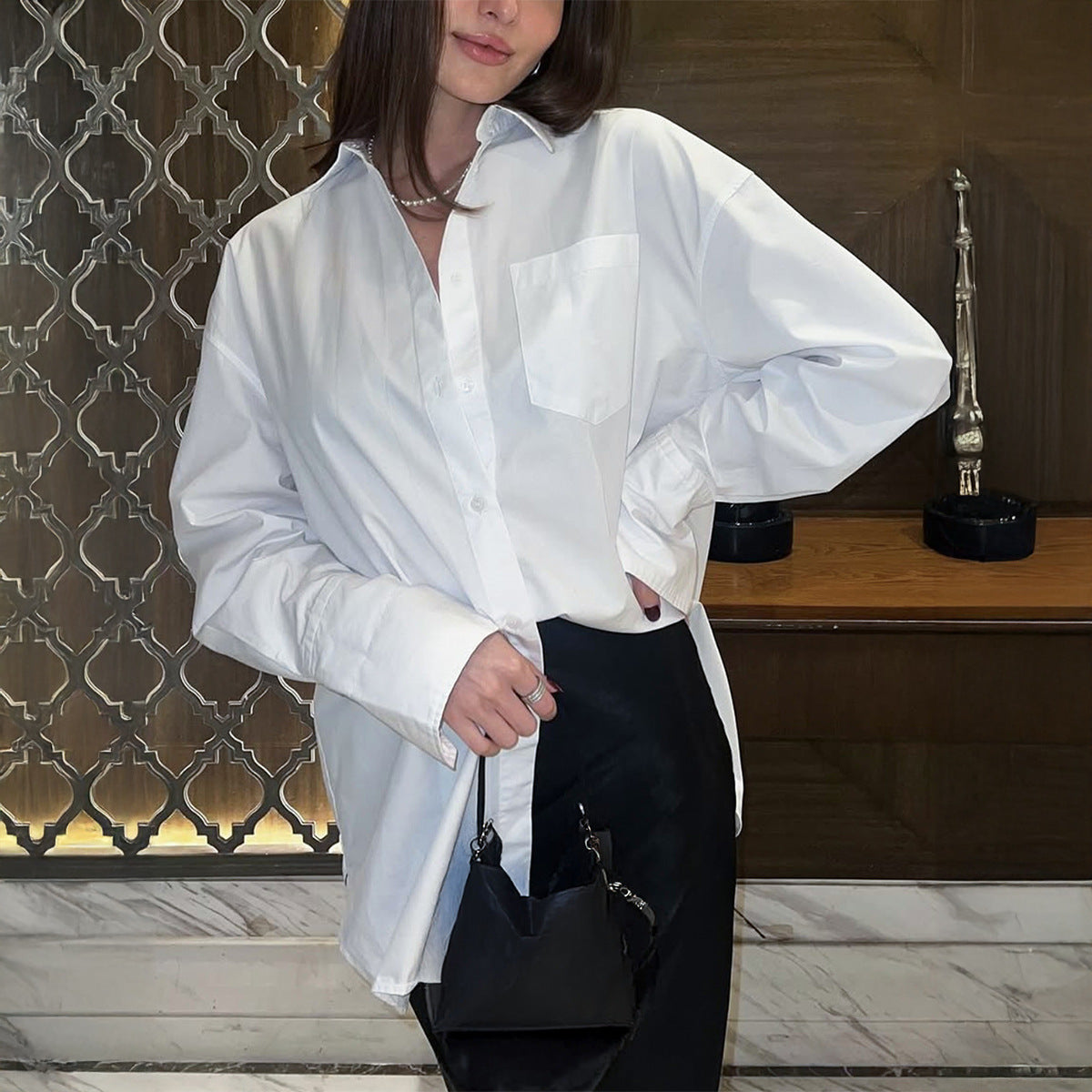 Commuter Cardigan White Shirt Top Women
