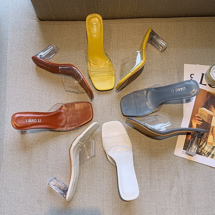 Fisch Mund Transparent Sandalen Und Hausschuhe frauen Dicken absätzen