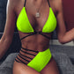 Zweiteiliger Neckholder-Bikini mit Leopardenmuster und Ausschnitt, Träger, Badeanzug-Set für den Sommer und den Strand, Damenbekleidung