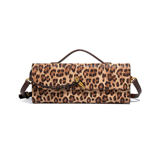 Borsa da pranzo con stampa leopardata retrò da donna