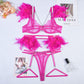 Reggiseno intimo sexy in pizzo con catene natalizie da donna