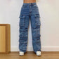 Lässige Jeans für Damen mit Taschen und Diamant-Overalls