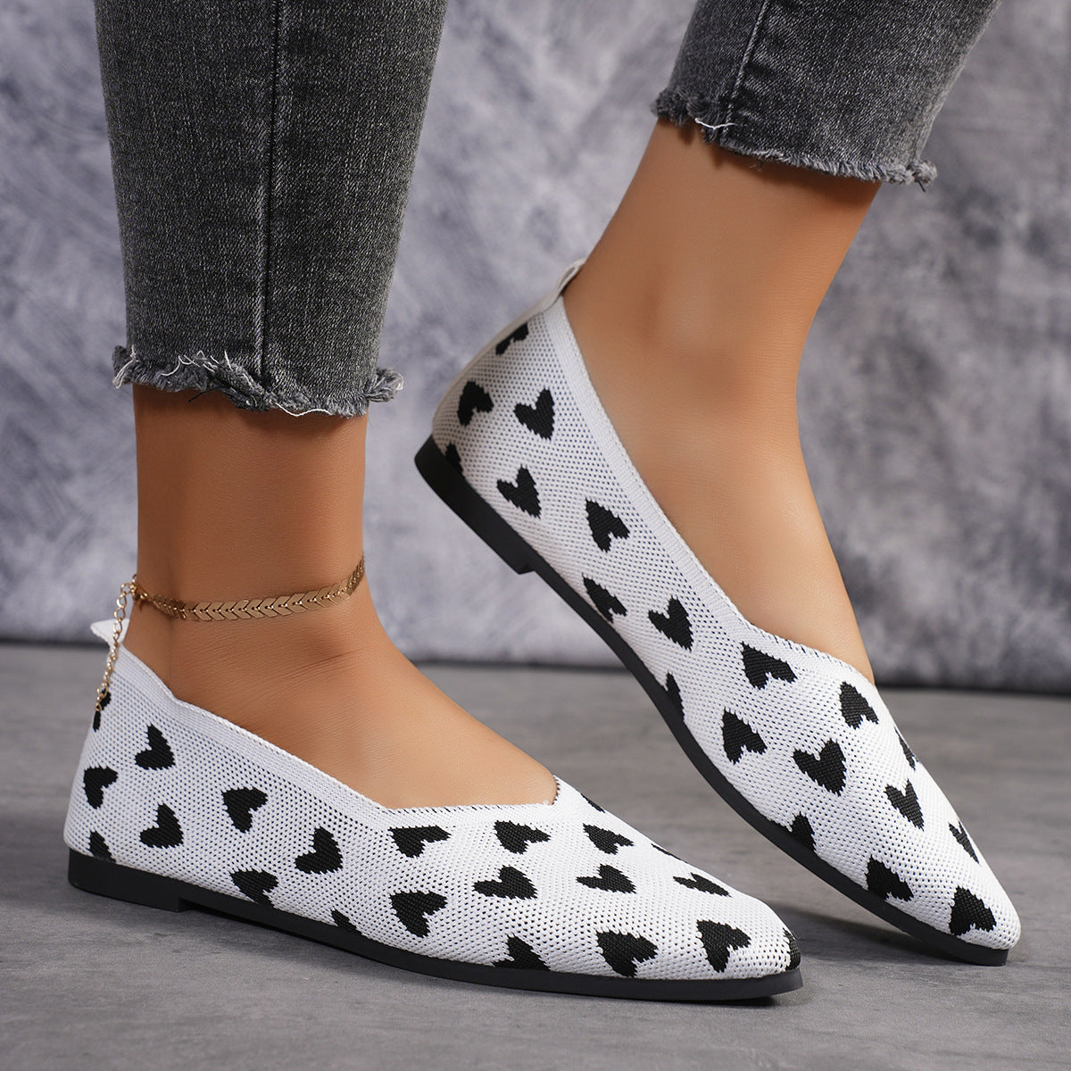 Flache Freizeitschuhe Leichte Strick-Damenschuhe