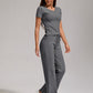 Women's Casual Sports Two-piece Set With V-neck Button