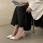 Damen Spitzschuh Transparent High Heels Schnalle