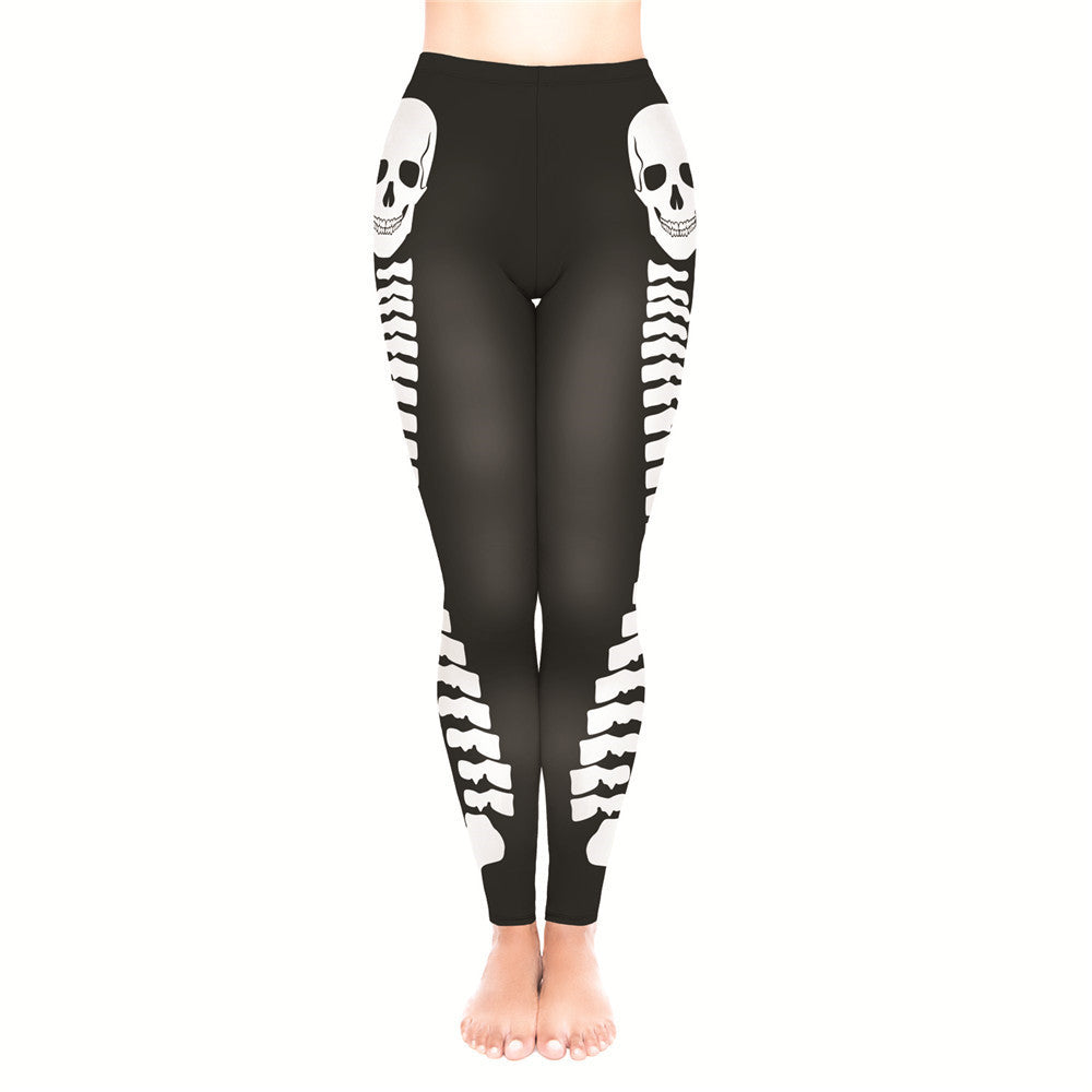 Leggings sportivi a vita alta con stampa teschio gotico