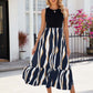 Rundhalsausschnitt Ärmelloses Langes Kleid Sommermode Gestreiften Print Kleider Damenbekleidung
