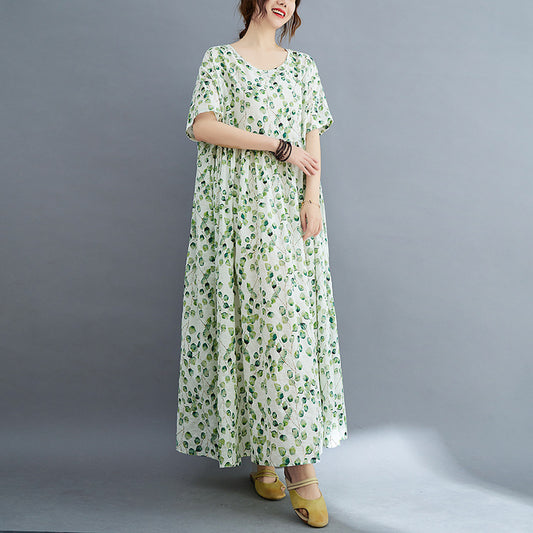 Künstlerisches, großes, fettes, übergroßes, bedrucktes Kurzarmkleid für Damen