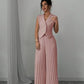 Summer Sleeveless Suit Fashion Lapel Button Vest Top And Pleated Straight Pants Women's Trousers Set Clothing