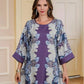 Elegant Floral Print Long Sleeve Abaya Dress