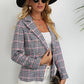 Women's Fashion Plaid Button Lapel Long Sleeve Coat
