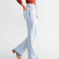 Women's High Waist Button Row Elastic Denim Pants