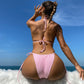 Costume da bagno estivo sexy con perizoma e lacci laterali, abbigliamento da donna
