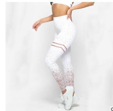 Pantaloni da yoga elasticizzati a vita alta con stampa a caldo, leggings aderenti per il fitness sui fianchi