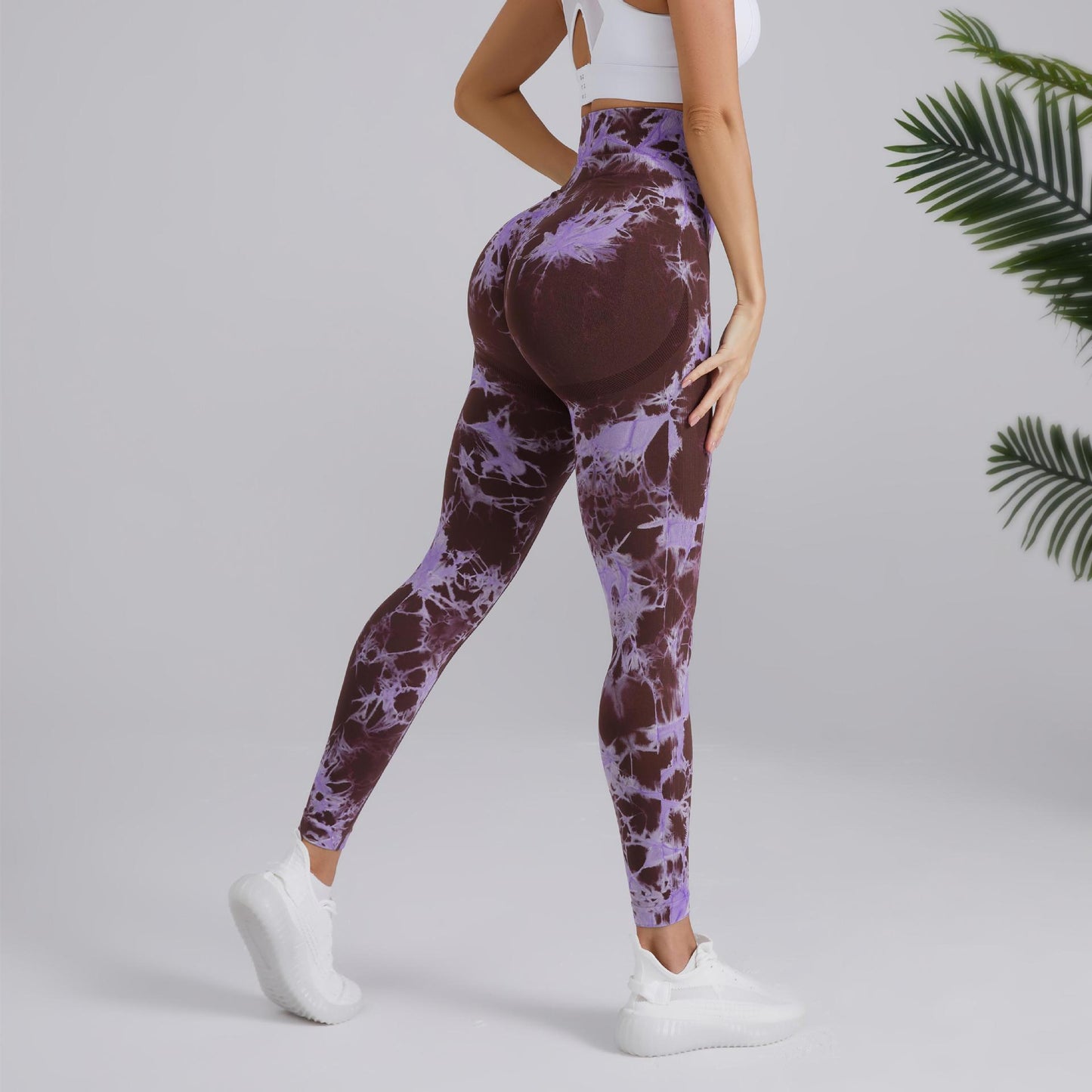 Tie-dye Printed Yoga Pants Fashion Seamless High-waisted Hip-lifting