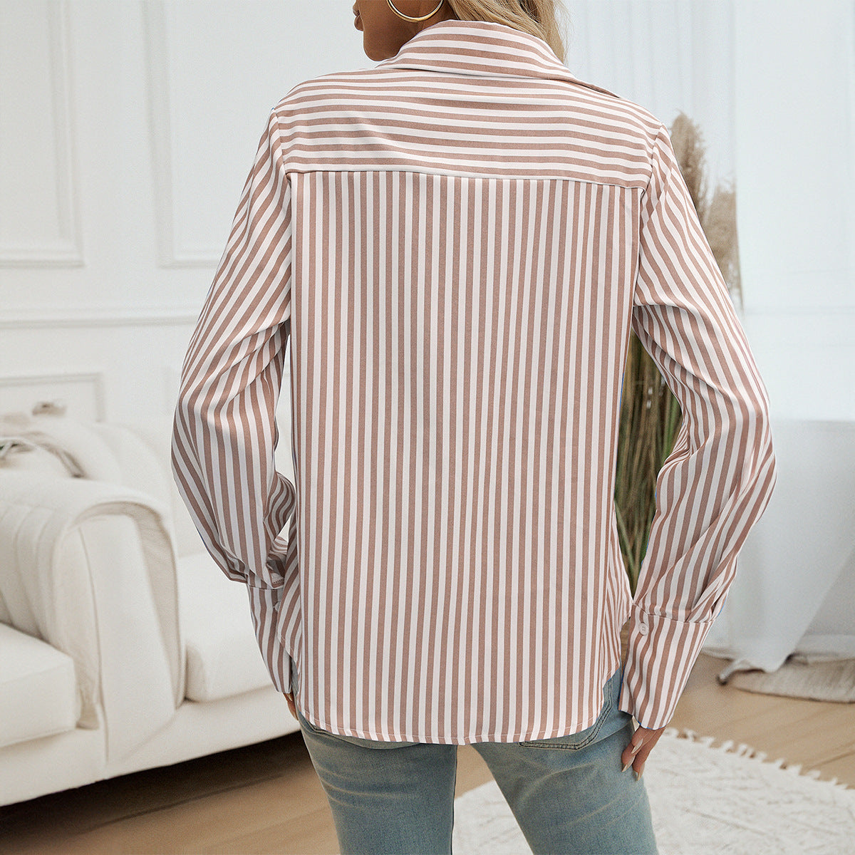Commuter Cardigan Gestreiftes Langarmhemd