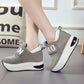 Increased Velcro casual sports shoes female Korean version of the wild letter thick bottom wedge