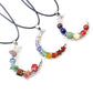 Collana con pentagramma a forma di luna e sette chakra in pietra di cristallo