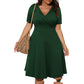 Plus Size Solid Color And V-neck Fashion Casual Fat Woman Commuter Short Sleeve