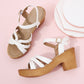 Foreign Trade Round Head Chunky Heel Ankle-strap Buckle Sandals