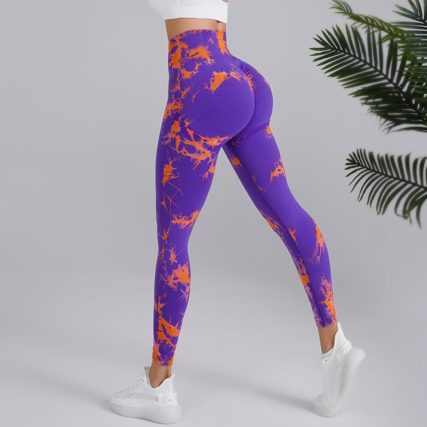 Tie-dye Printed Yoga Pants Fashion Seamless High-waisted Hip-lifting