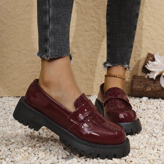 Scarpe da donna taglie forti, scarpe in pelle vintage in stile britannico
