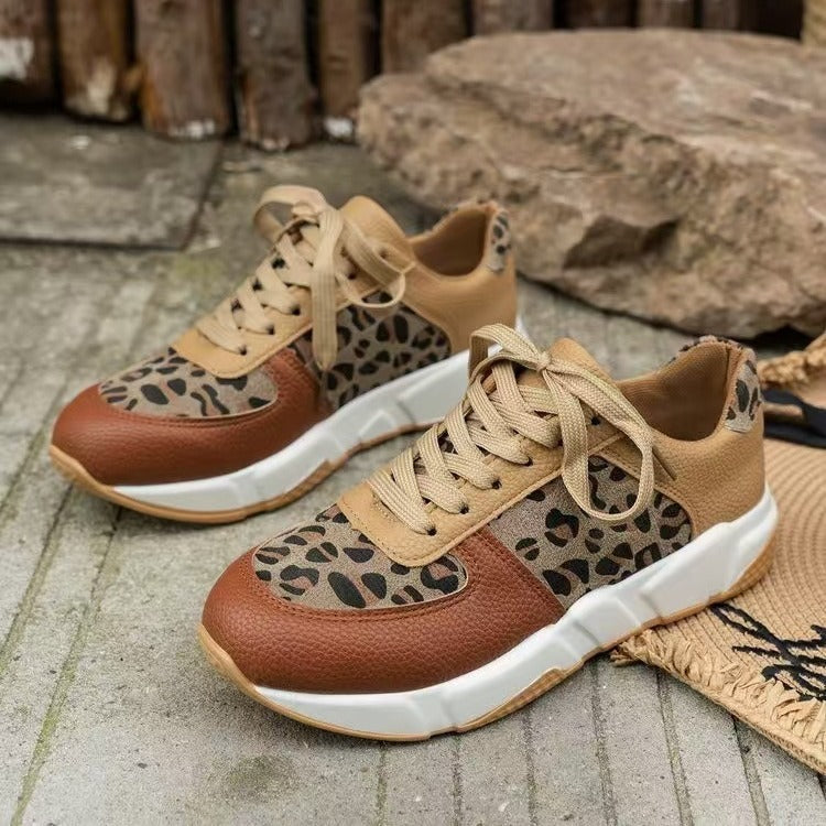 Scarpe da ginnastica casual con lacci e fondo spesso mimetico da donna