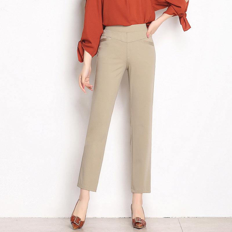 High Waist Knit Four-sided Stretch Straight