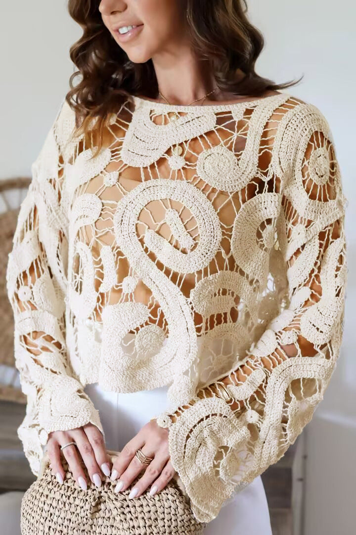 Women's Clothes Flared Sleeves Knitted Short Top Long Sleeve