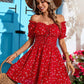 Holiday Off Shoulder Ruffle Trim High Waist Beach Dress For Women