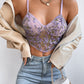 Lace Wrap Chest Back Slim Fishbone Sky Blue Tank Top