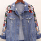 Giacca di jeans snellente con perline e paillettes ricamate, modello Loose Heavy Industry, da donna