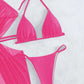 3pcs Halter Neck Bikini Beach Summer Solid Color Split Swimsuit Womens Clothing