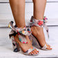Scarpe da donna con tacco spesso e punta aperta