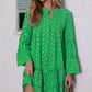 New Printed Bronzing Pleated Flared Long Sleeve Dress Summer Button Design Loose Dresses Fashion Womens Clothing