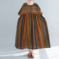 New Literary Large Loose Stripe Printed Short-sleeved Dress For Women