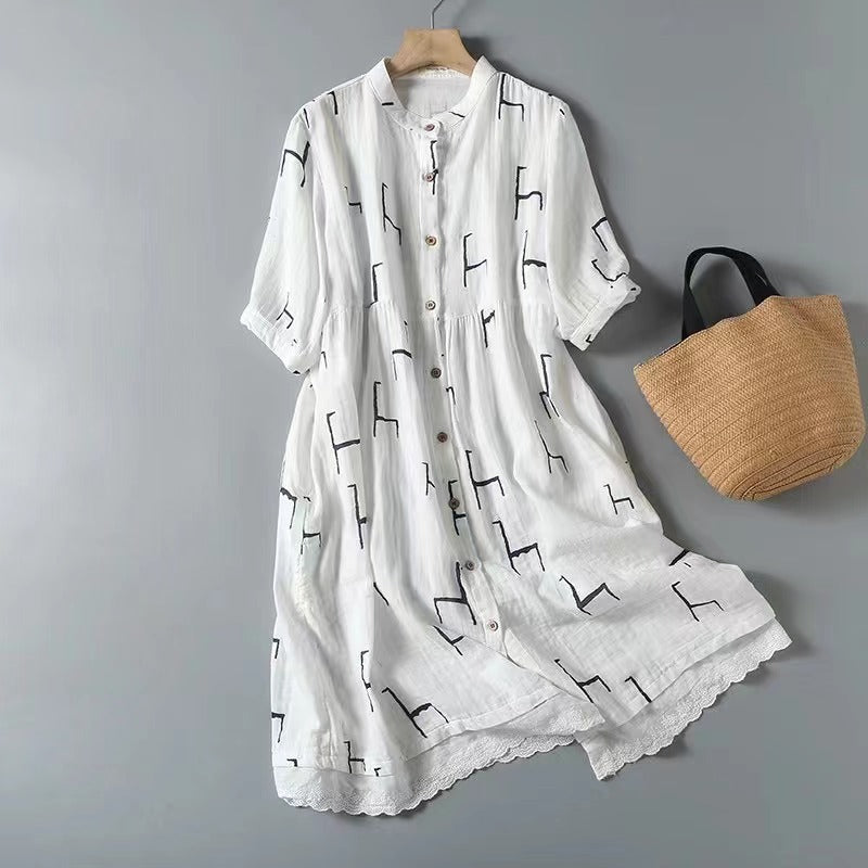 Style Double-layer Cotton Yarn Retro Dress Women