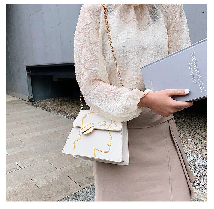 Borsa quadrata piccola ricamata alla moda