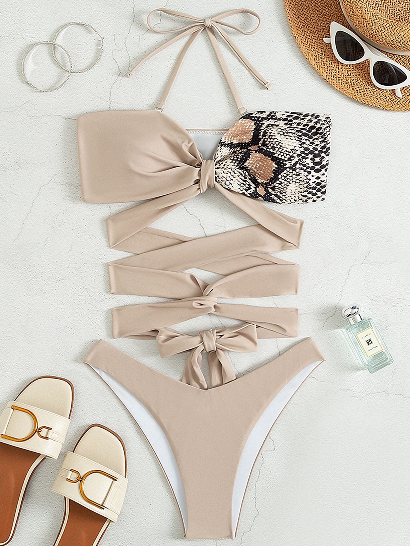 Sexy Bikini mit Schnürung und Schlitz für Damen