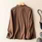 Women's Cotton Linen Shirts Literary Vintage Patch Tops