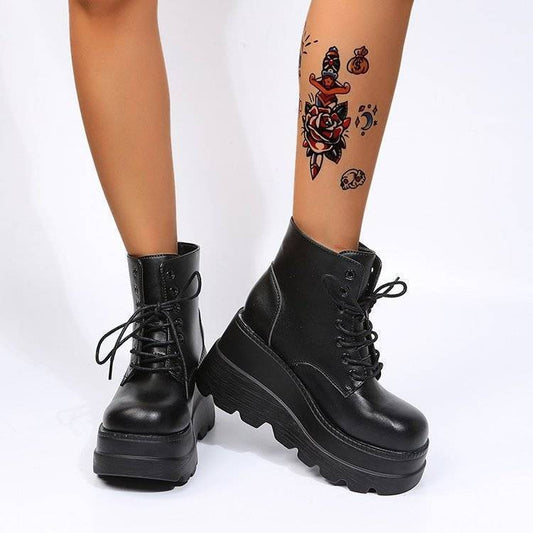 British Style Bootie Women's Fashion Platform Wedge Platform Martin Boots